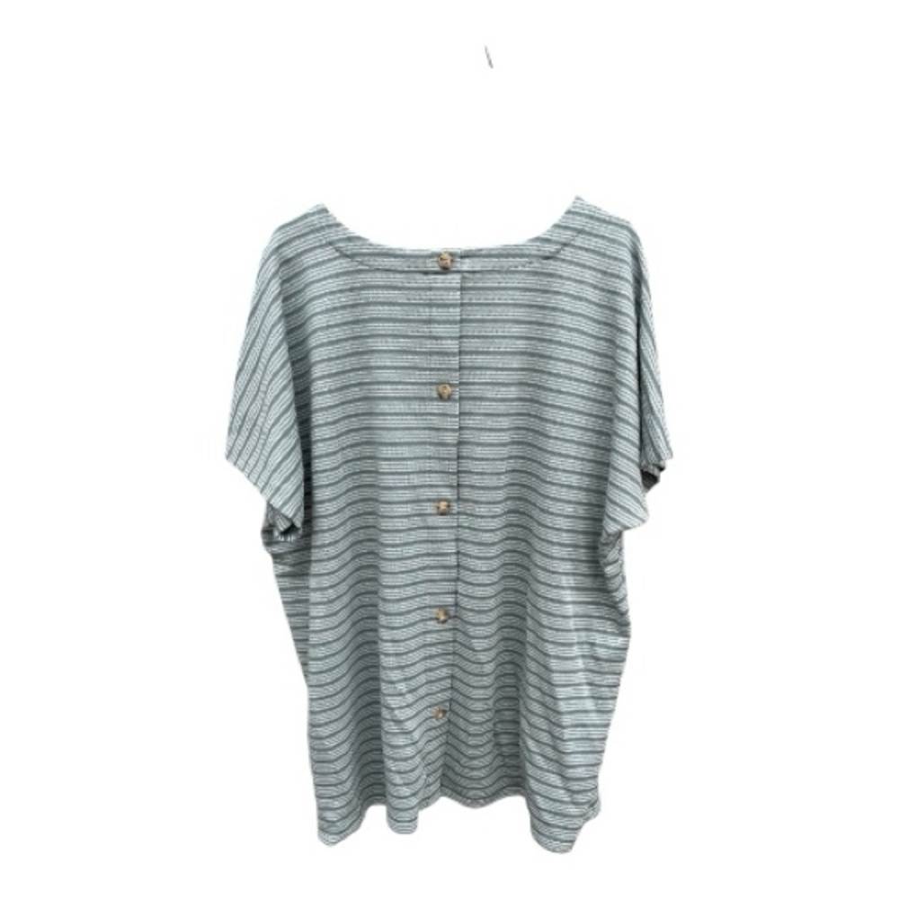NWT J. JILL Wearever Textured Button-Back English Ivy Cream Striped Top - Picture 4 of 10